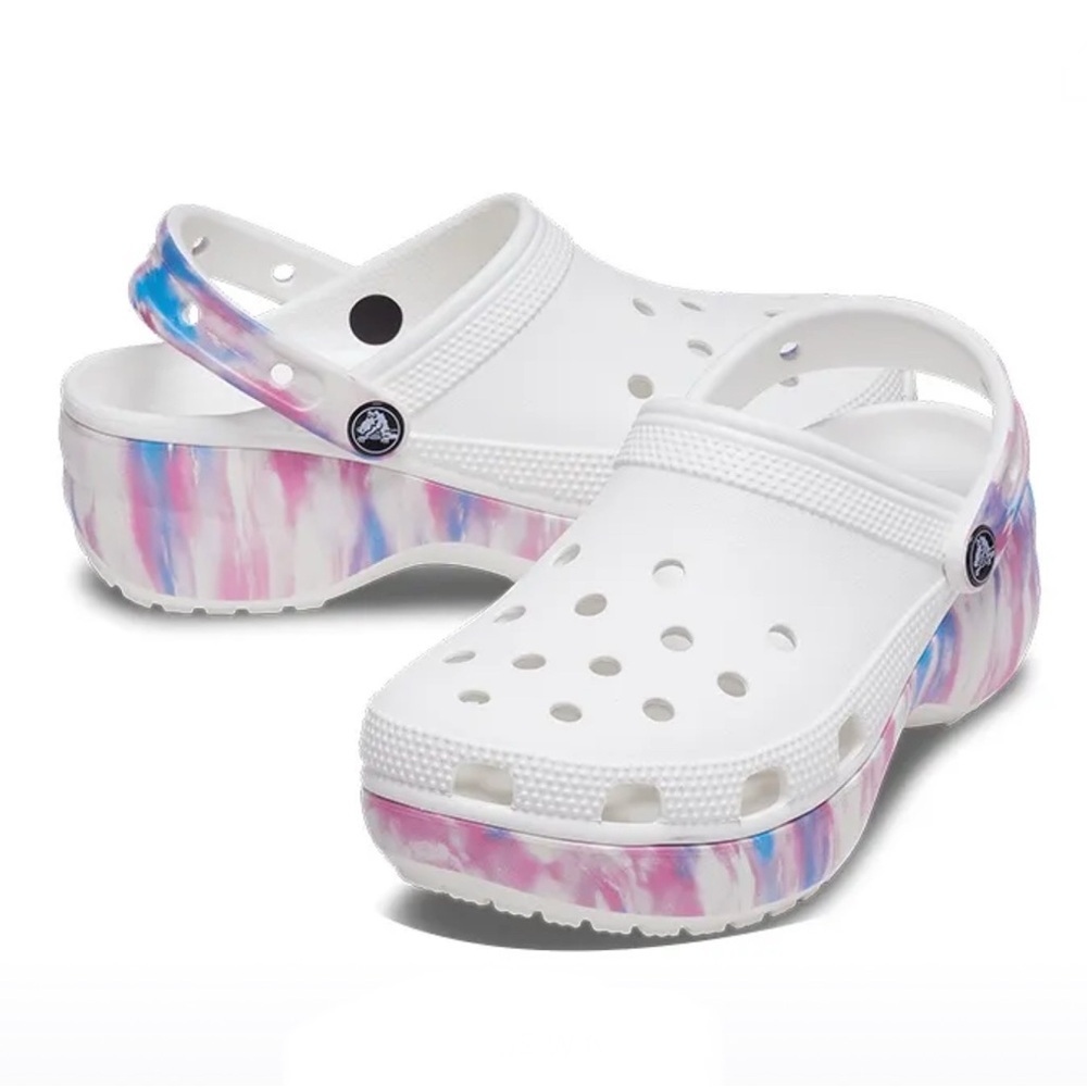 VGUC- CROCS Classic Platform Dream Clog in RARE White/Purple - Picture 2 of 11